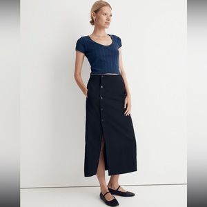 Madewell Linen Cotton Blend Wrap Midi Skirt